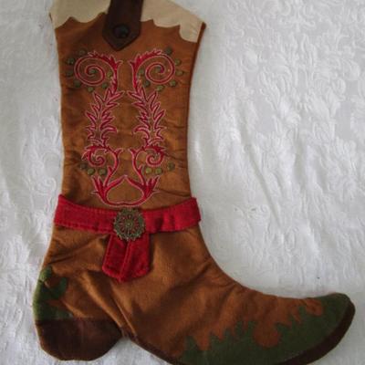 New Faux suede cowboy/girl Christmas stocking