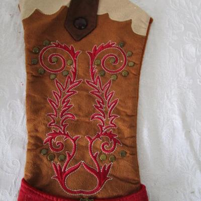 New Faux suede cowboy/girl Christmas stocking