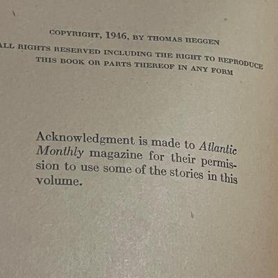 Sale Photo Thumbnail #67: Vintage hardcover copy of Mister Roberts by Thomas Heggen, published in 1946 by Houghton Mifflin. Later printing. Classic WWII naval novel that inspired the Broadway play and 1955 film. Beige cloth boards show visible staining and shelf wear; no dust jack