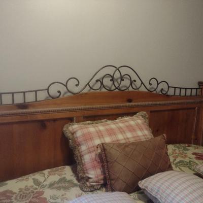 King Size Wood Frame Bed with Mattress