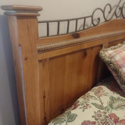King Size Wood Frame Bed with Mattress