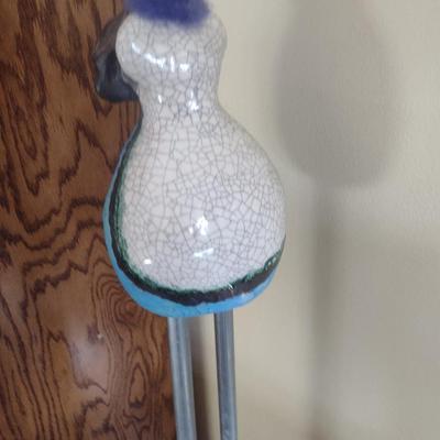 Hand Made Pottery Bird Statue- Signed by Artist- Approx 44 1/2" Tall