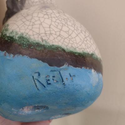 Hand Made Pottery Bird Statue- Signed by Artist- Approx 44 1/2" Tall