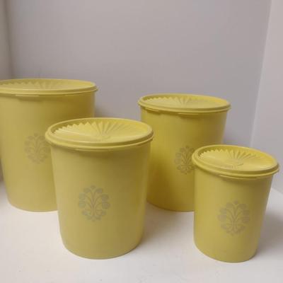 Collection of Vintage Tupperware Nesting Canisters with Lids- Four Pieces