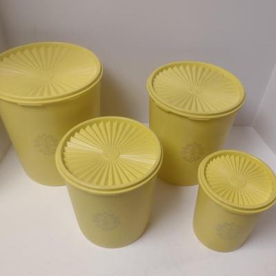 Collection of Vintage Tupperware Nesting Canisters with Lids- Four Pieces