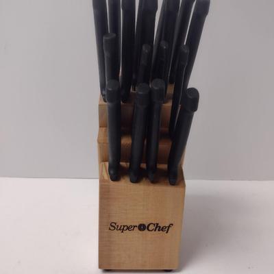 Wooden Block with Assorted Cutlery