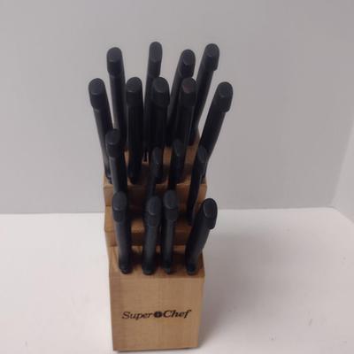 Wooden Block with Assorted Cutlery