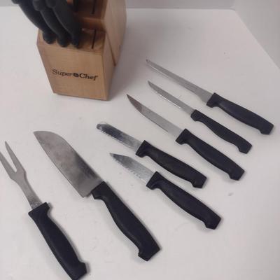 Wooden Block with Assorted Cutlery