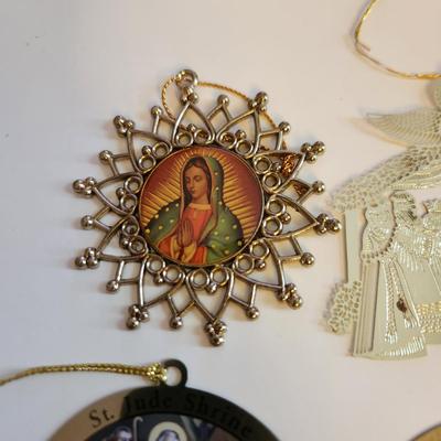 Sale Photo Thumbnail #406: This auction lot is for a grouping of six Religious Themed Christmas Ornaments.  Use on a holiday tree or for many other purposes.