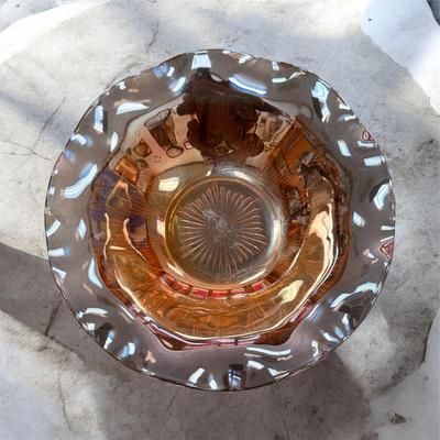 Sale Photo Thumbnail #102: Jeannette Glass Iris & Herringbone Iridescent Bowl Carnival Glass  Approximately 9.5" wide