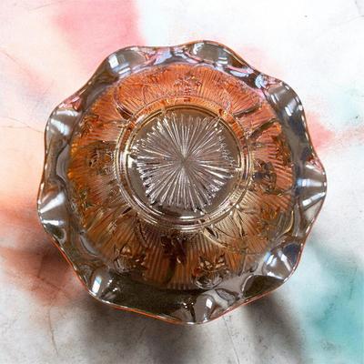 Sale Photo Thumbnail #103: Jeannette Glass Iris & Herringbone Iridescent Bowl Carnival Glass  Approximately 9.5" wide