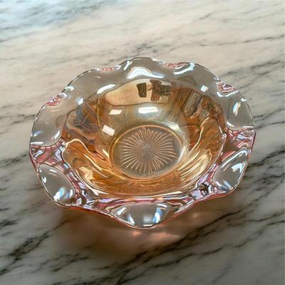 Sale Photo Thumbnail #104: Jeannette Glass Iris & Herringbone Iridescent Bowl Carnival Glass  Approximately 9.5" wide