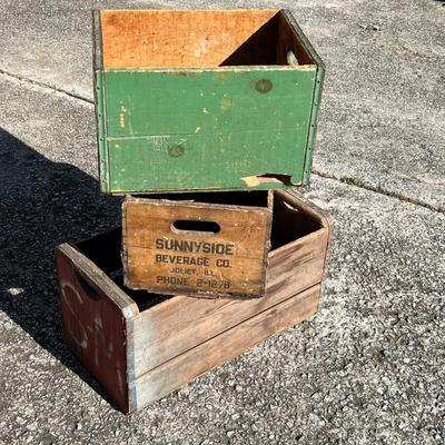 Three Rustic Wooden Crates (G-RG)
