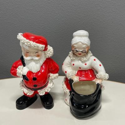 Napco Santa and Mrs, Claude planters