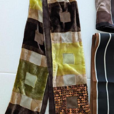 Lot of Three Brown and Black Scarves Including Anne Klein Silk and Polyester Styles