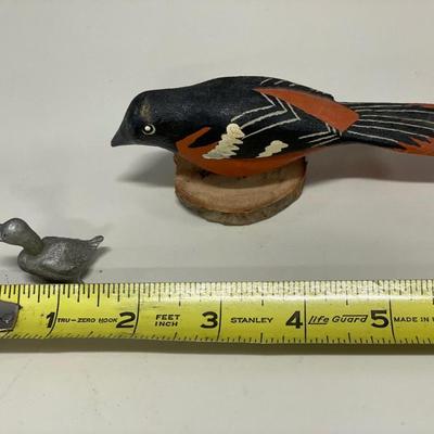 Pewter duck and wood bird