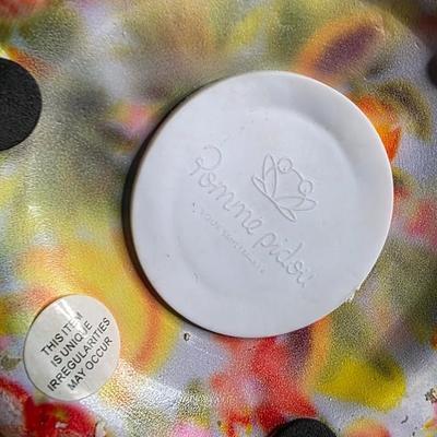 Vintage Pomme Pidou Ceramic Chicken Piggy Bank - Tropical Fruit Pattern Money Bank