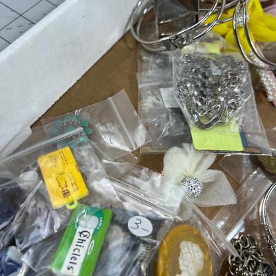 Large Lot of Costume Jewelry, Mixed Lot plus Gold Toned Chain for Décor'