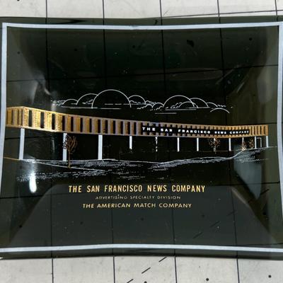 San Francisco News Company SMOKED Glass Dresser Tray 