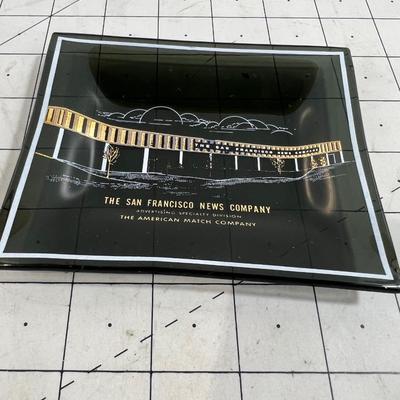 San Francisco News Company SMOKED Glass Dresser Tray 