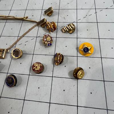 Bunch of Tie Tacks and Lapel Pins; American Legion, Veterans of Foreign Wars, Plus Catholic ones