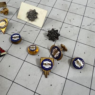 Bunch of Tie Tacks and Lapel Pins; United Mine Workers 