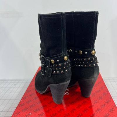Black Suede Studded Field Boots Size 8