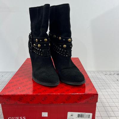 Black Suede Studded Field Boots Size 8