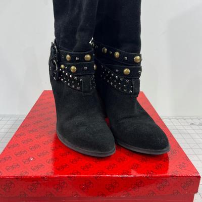 Black Suede Studded Field Boots Size 8