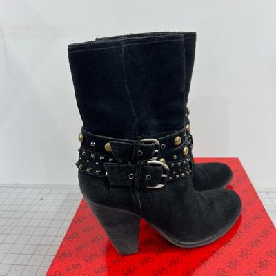 Black Suede Studded Field Boots Size 8