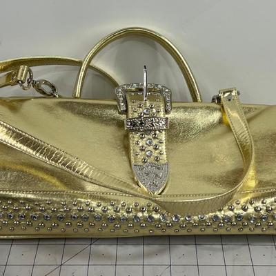 Gold Lame with Sparkle Buckle Purse, Like New