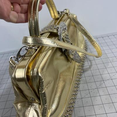 Gold Lame with Sparkle Buckle Purse, Like New