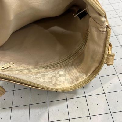 Genuine Leather Gold Toned Cross Body Purse 