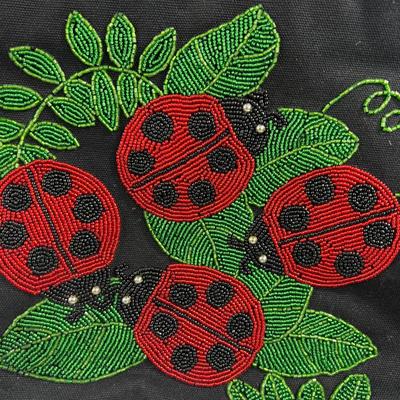 Beaded Lady Bug Bag, Canvas and Beads