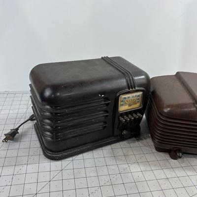 (2) Antique Brown Bakelite Radios