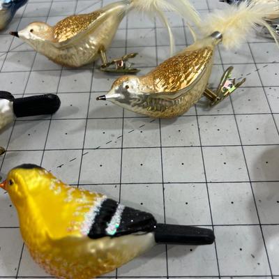 Yellow and Gold Sparkel Clip On Birds 