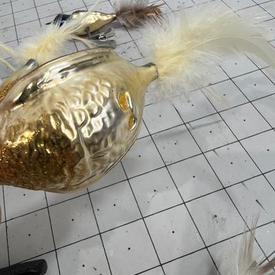 Yellow and Gold Sparkel Clip On Birds 