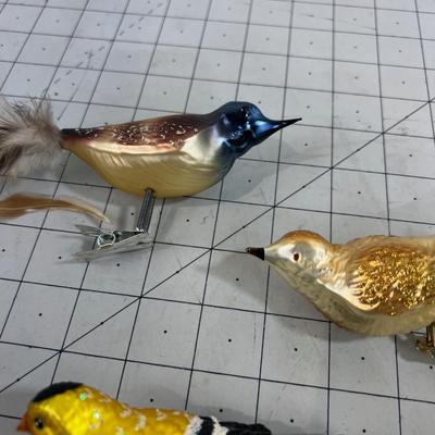 Yellow and Gold Sparkel Clip On Birds 