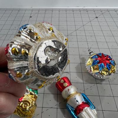 (4) Hand Blown Glass Ornament with a Vintage Look