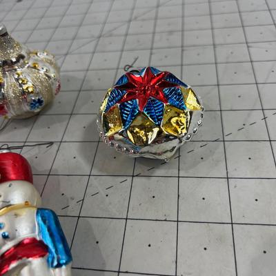 (4) Hand Blown Glass Ornament with a Vintage Look