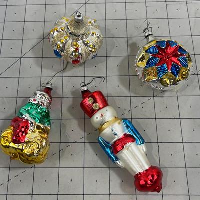 (4) Hand Blown Glass Ornament with a Vintage Look