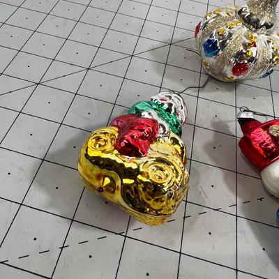 (4) Hand Blown Glass Ornament with a Vintage Look