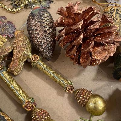 Another Resin and Pinecone Ornaments Gold Tone
