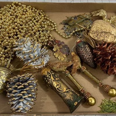 Another Resin and Pinecone Ornaments Gold Tone