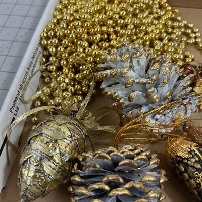 Another Resin and Pinecone Ornaments Gold Tone