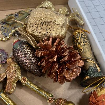 Another Resin and Pinecone Ornaments Gold Tone