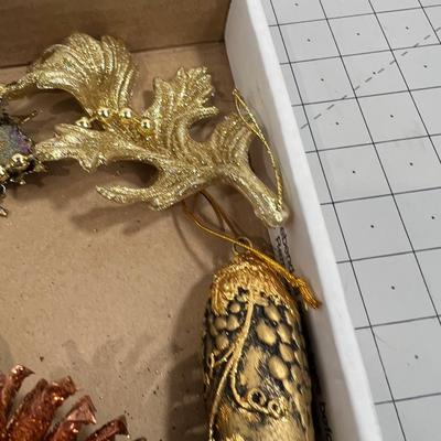 Another Resin and Pinecone Ornaments Gold Tone