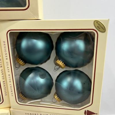 5 Boxes, All New and All Blue Glass Ornaments 