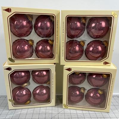 4 Dusty Pink Glass Bulbs, New 
