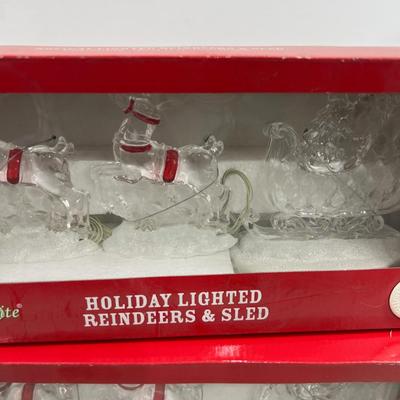2 Clear Santa and Reindeer Light up Décor NEW 